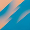 Artistic abstract with blue and orange diagonal stripes, perfect for background or design use.